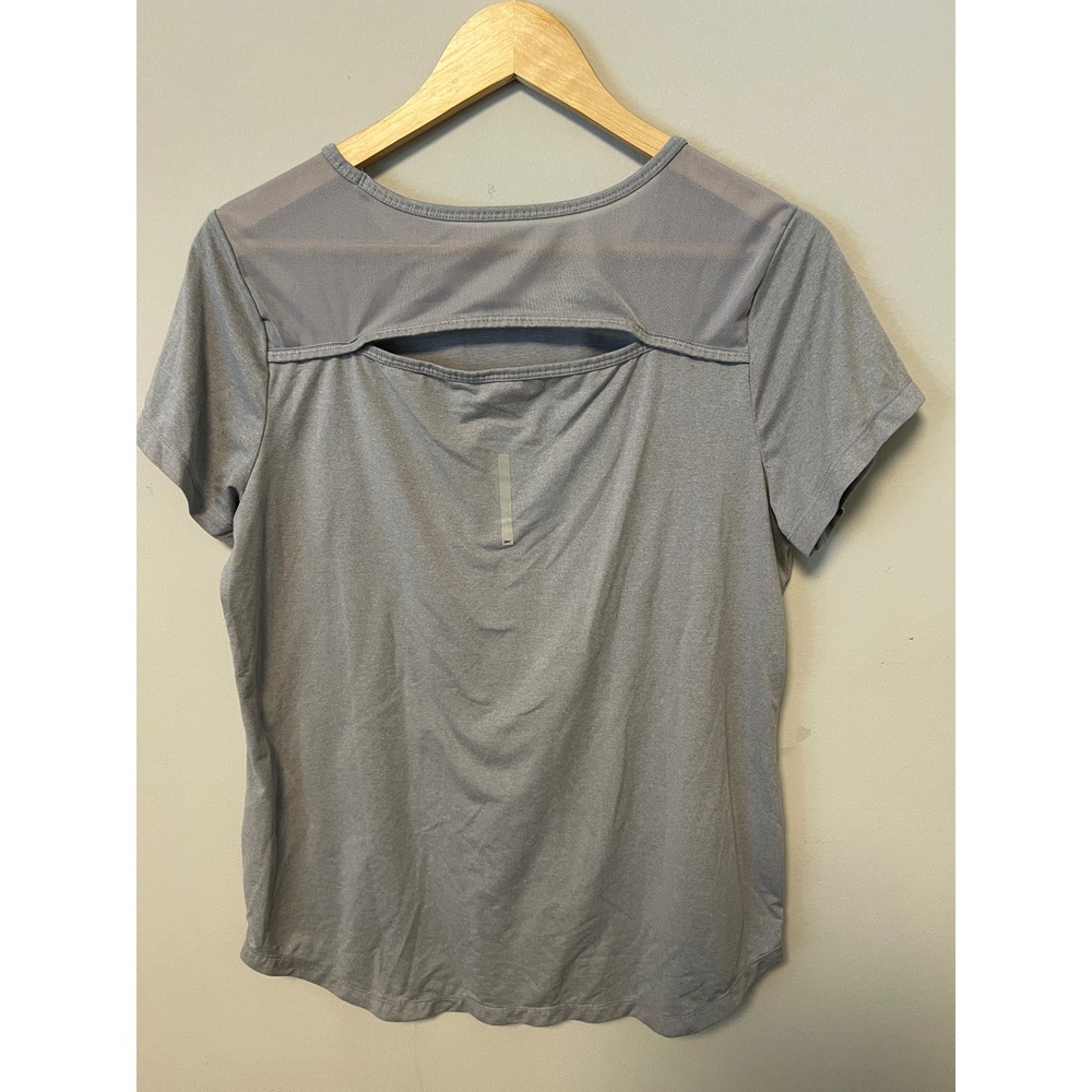 Reebok Activewear Shirt Women Large Gray Mesh Keyhole Back Workout Top - Picture 2 of 7